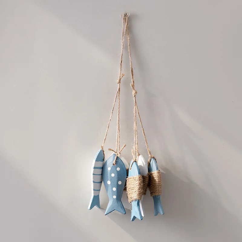 New wooden fish string pendant! Perfect for ocean-style fishing net backdrop, curtain decor, kindergarten wall art,cute & vivid.
