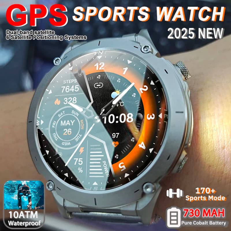 Nuovo Outdoor T-Rex 3 GPS militare Smart Watch 1.43 "AMOLED Bussola 10ATM Impermeabile 730mAh Batteria alta 170 + Sport HD Chiamata Orologio