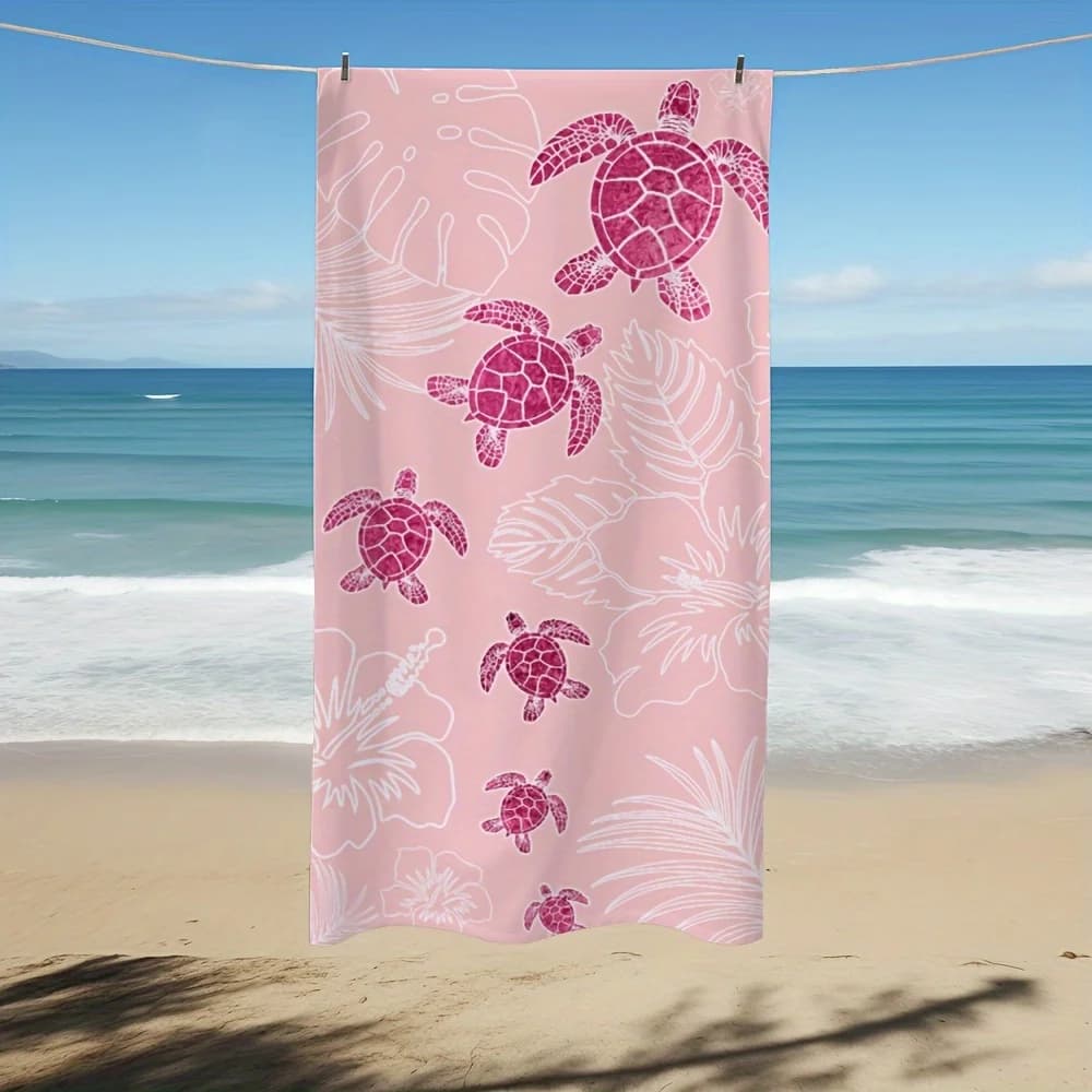 Asciugamano da bagno assorbente ad asciugatura rapida con motivo tartaruga, coperta da campeggio di grandi dimensioni per picnic in viaggio