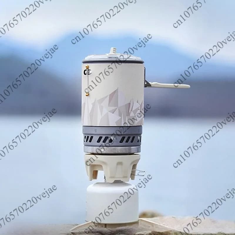 Fornello da campeggio portatile integrato con pentola, antivento ed efficiente per picnic all'aperto