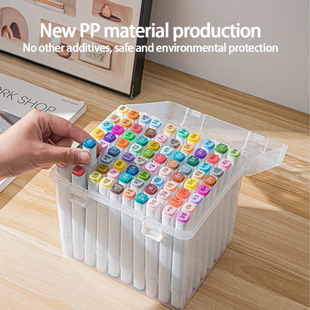 Organizzatore portatile per pennarelli in plastica Scatola portaoggetti per pennarelli portatile multi-slot Portapenne da scrivania impermeabile trasparente Studenti