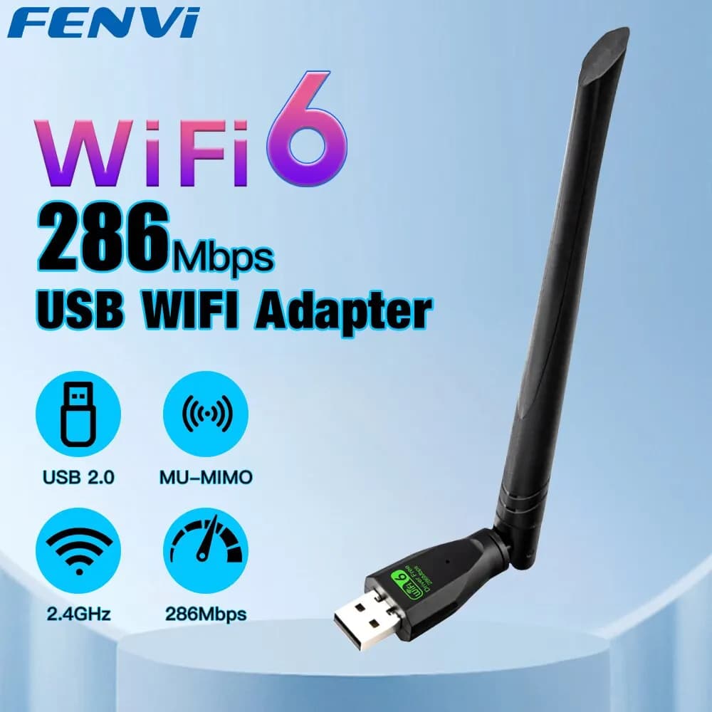 FENVI WIFI 6 AX286 USB Adapter Network card Dongle 2.4GHz 802.11AX Signal reception antenna for laptop Windows 10 11 Free Driver