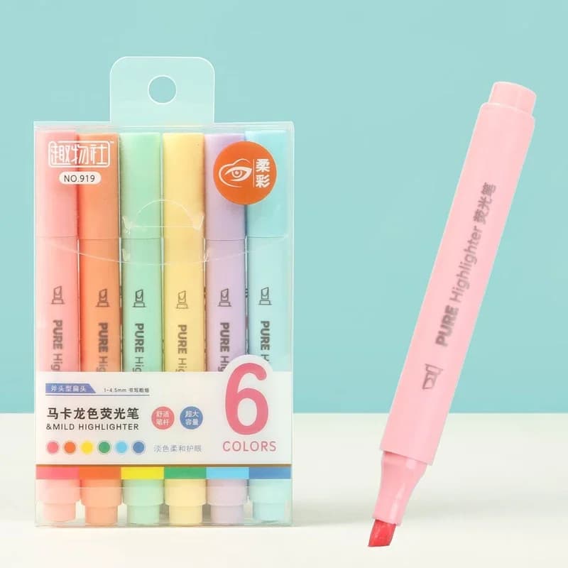 Set of 6/18 Colorful Evidencers Pastel, Fluorescent Pens for Drawing, Papers Chancellery Items for School