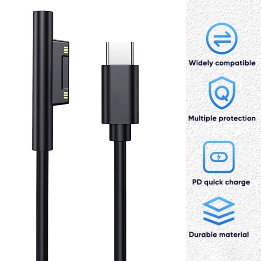 USB-C Quick Charging Cable for Microsoft Surface Pro 3 4 5 6, Fast Power Adapter