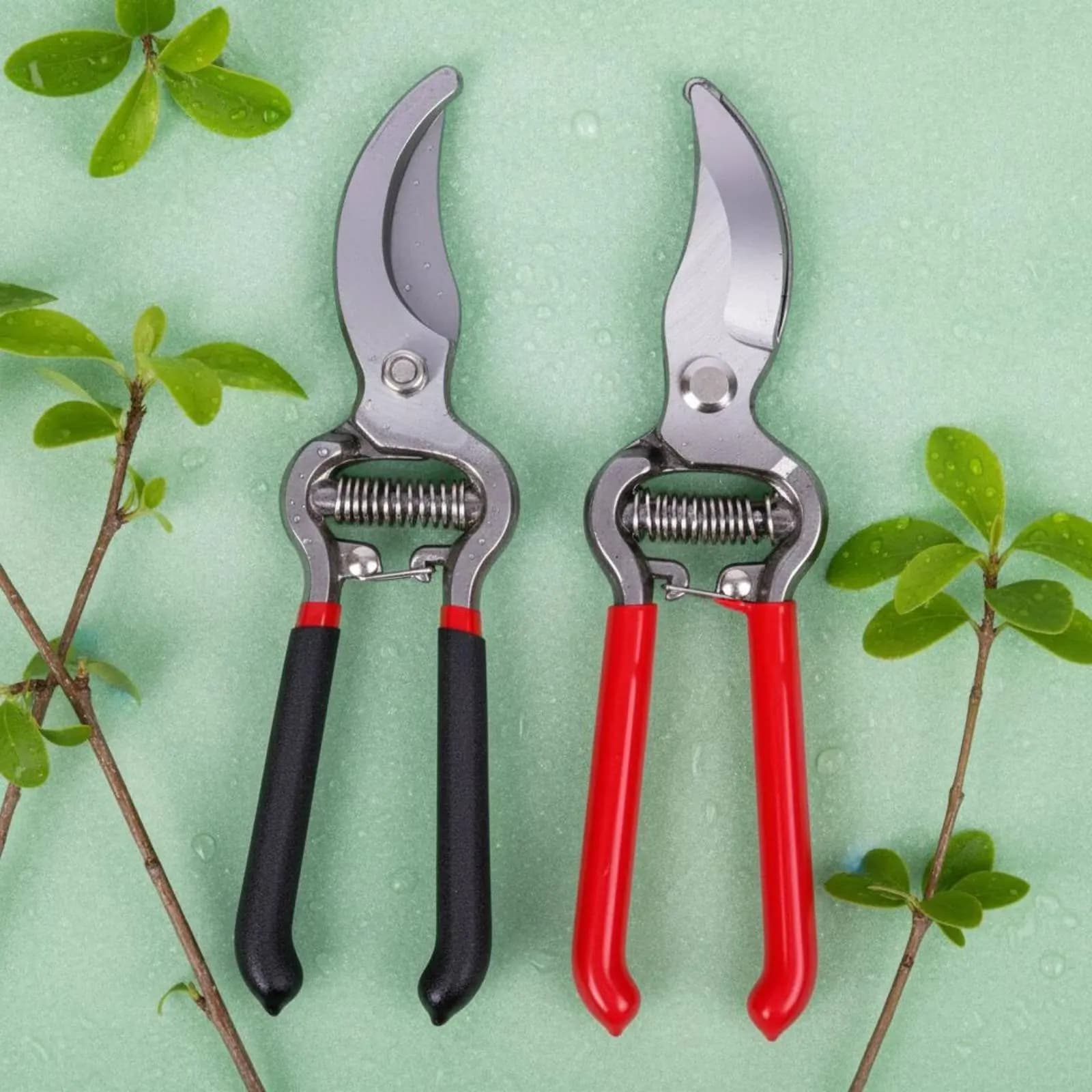 Forbici da Potatura Professionali con Impugnatura Antiscivolo, Robuste Cesoie da Giardino da 8 Pollici per Rami, con Funzione di Risparmio di Fatica