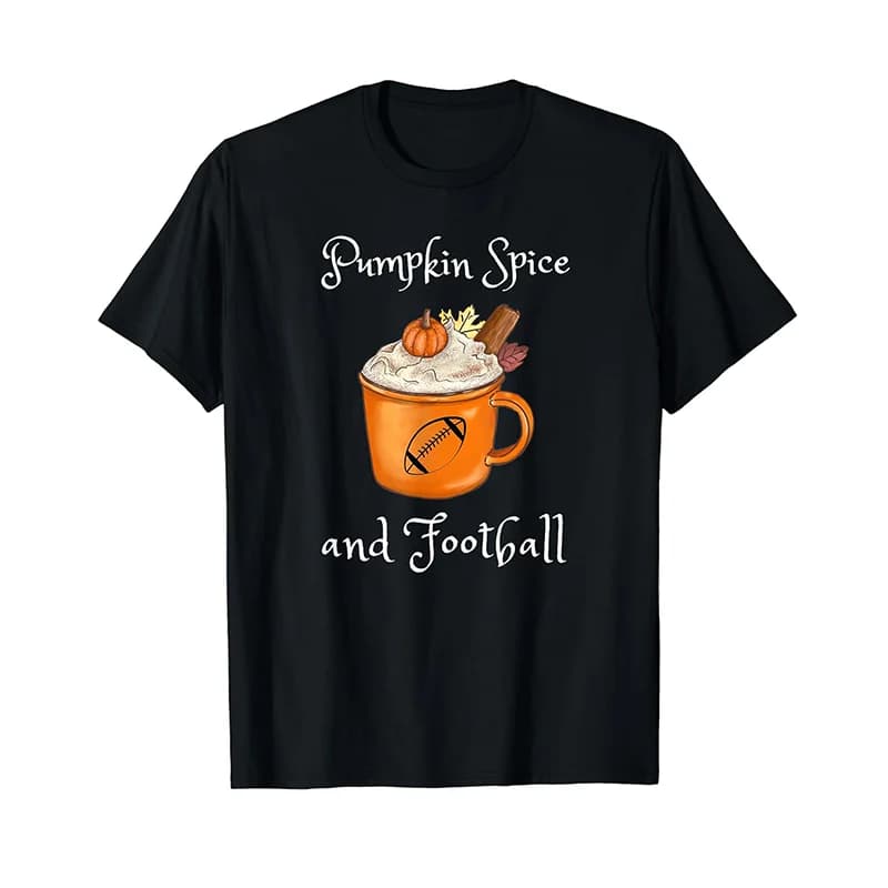 Pumpkin Spice and Football Autunno Autunno Halloween e maglietta sportiva WHX 180g