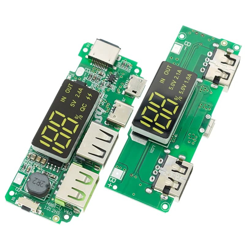 LED Dual USB 5V 2.4A Micro/Type-C USB Mobile Power Bank 18650 Charging module Lithium charger Circuit protection card