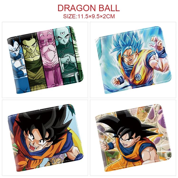 Dragon Ball Anime Super Z Son Goku Cartoon Short Wallet Pu Leather Two Fold Wallet Protective Cover Capacity Storage Card Bag