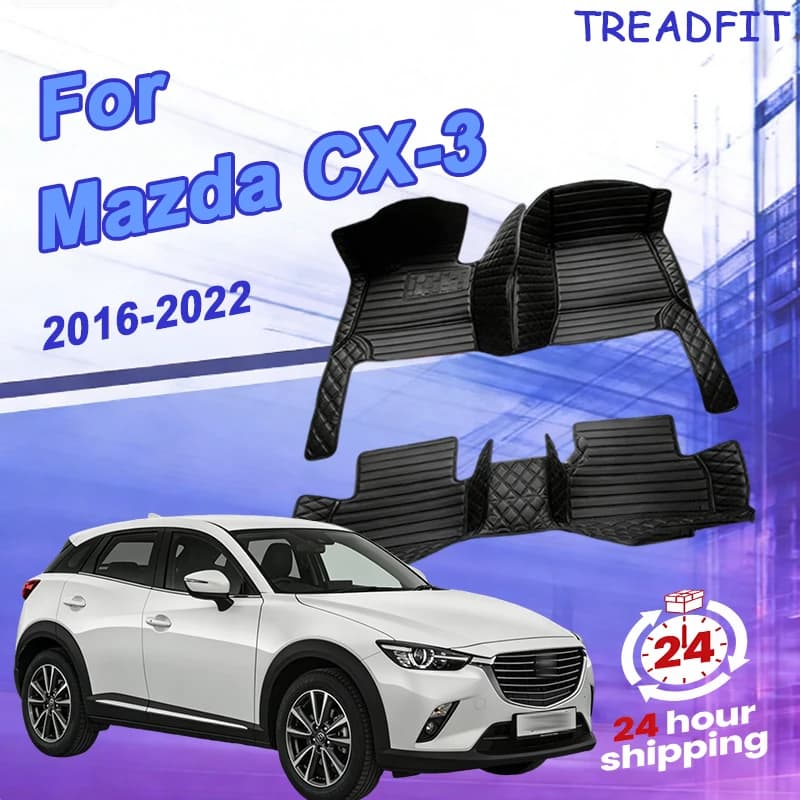 Car mats for Mazda CX-3 CX3 DK 2016 ~ 2022 luxury mat leather protective mat Car accessories Car accessories set