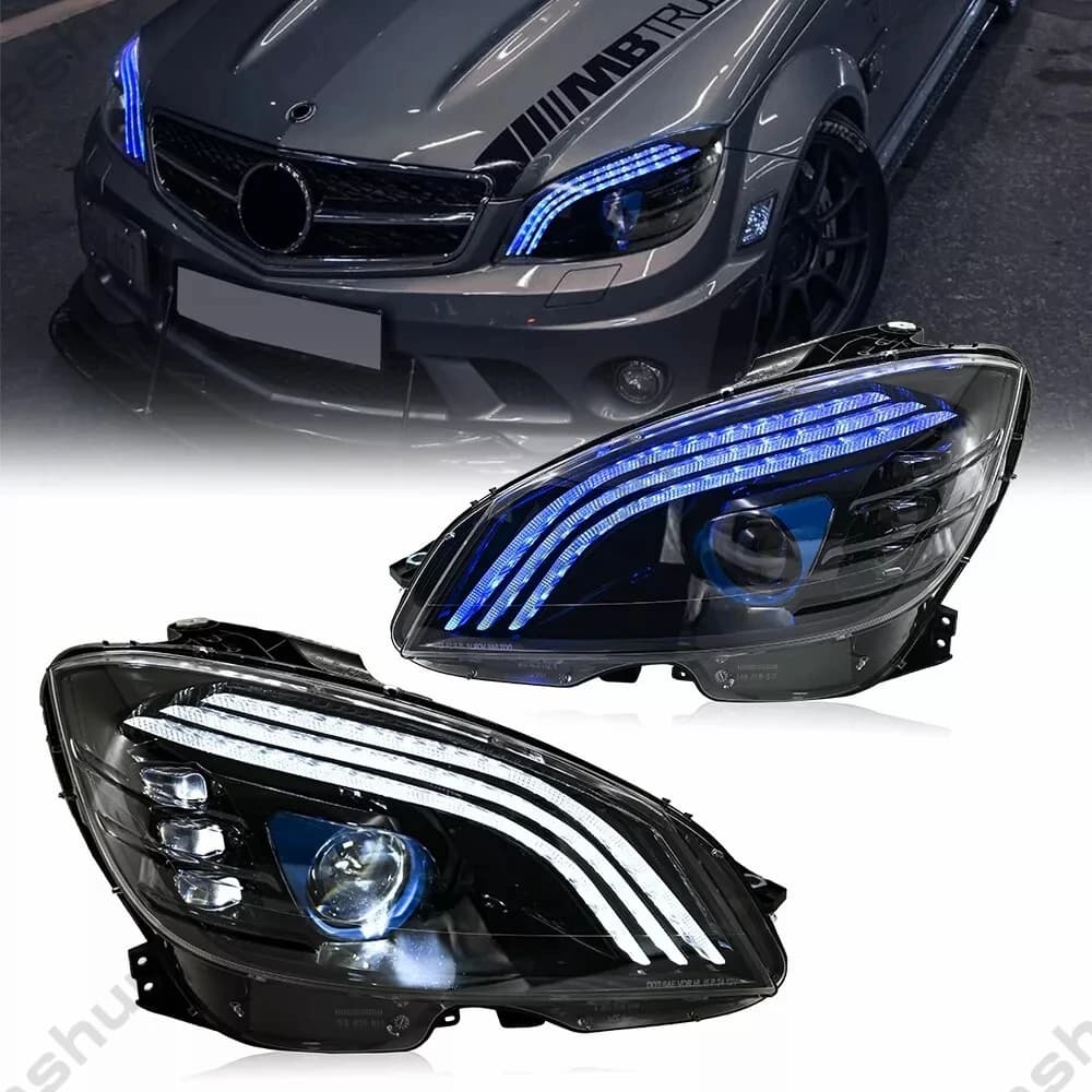 Pair of LED headlights for the period 2007 - 2010 Benz W204 C180 C200 C63 C250 C280 C300 AMG headlights DRL front lamp