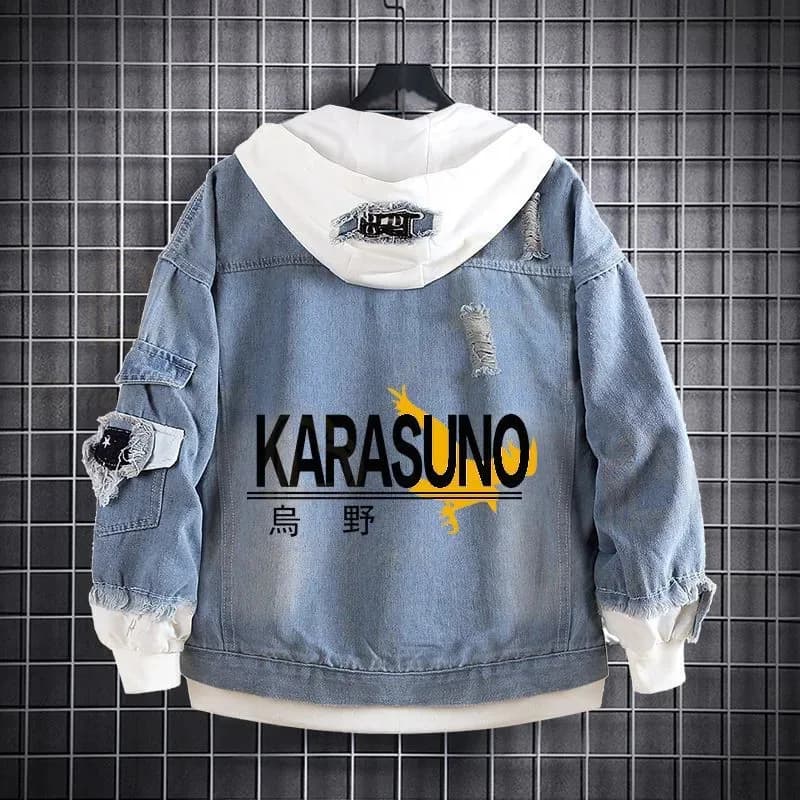 Anime Haikyuu Jacket jeans Volleyball Junior Cosplay Coat jeans blue Hoodie Man Woman Casual Jacket Kids