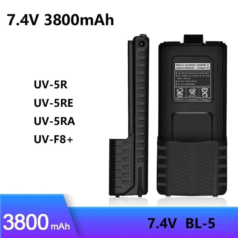 Compatibile con BaoFeng UV-5R Plus 7.4V 3800mAh Batteria ricaricabile UV5R Accessori radio Walkie Talkie Batteria BL-5 estesa