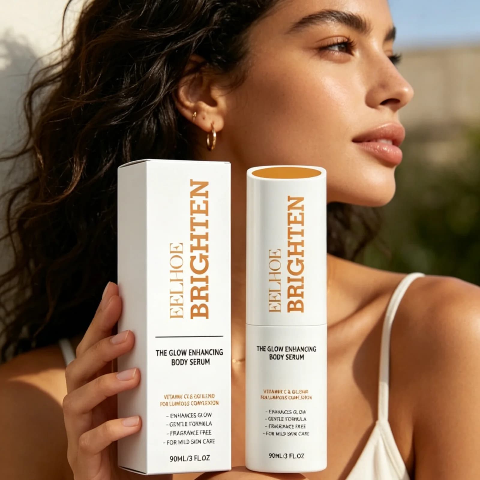 EELHOE Vitamin C Brightening Body Serum Even Skin Tone Enhance Skin Glow Deep Hydrating Quick Absorbing Body Lotion Serum 90ml