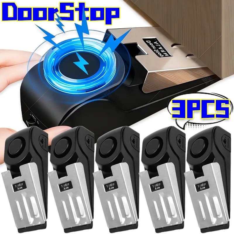 3/1Pcs Door Resistance Alarm Wireless Door Stop Exceeding 120 Decibels Portable Home Security Anti-Theft System Secure Your Home