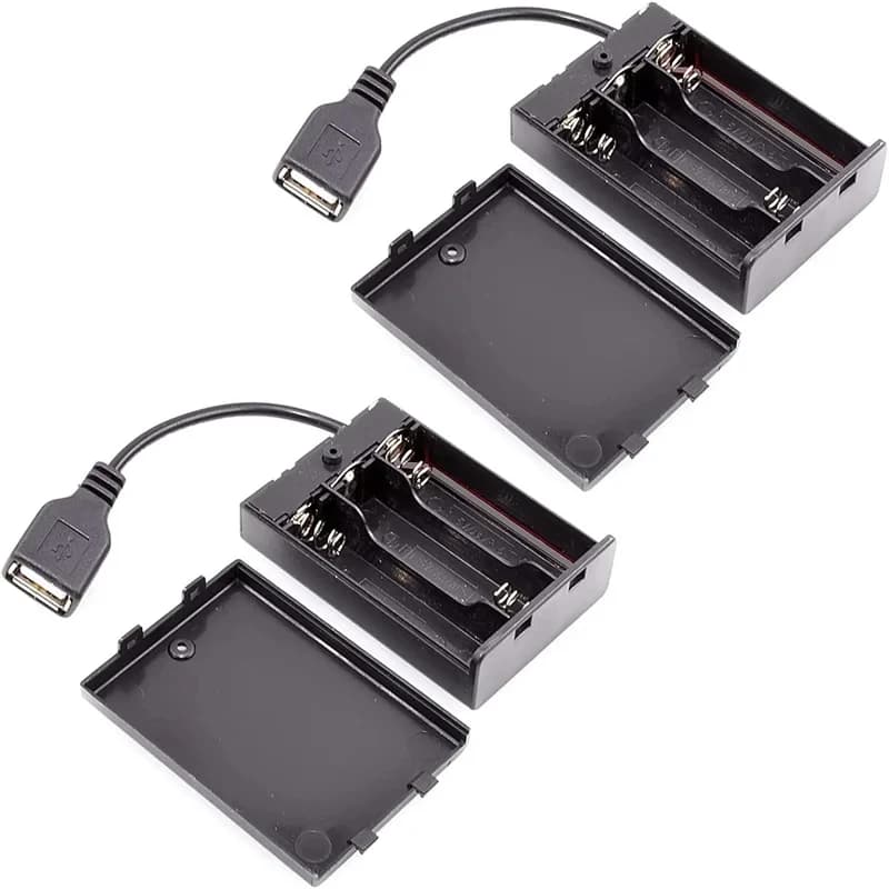 Portabatteria 2/3 AA Custodia per batteria Scatola di immagazzinaggio 4,5-5 V con coperchio e interruttore con cavo USB Kit luce LED per blocchi di costruzione
