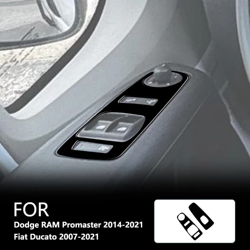 Pannello di controllo dell'ascensore della finestra Brand New ABS Gloss Nero Adesivi per Dodge RAM Promaster 14-21 Fiat Ducato 2007-2021 Accessori auto