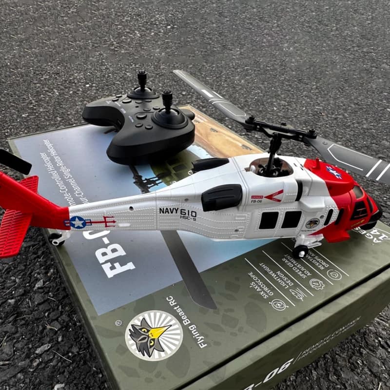 Elicottero RC FB-06 Black Hawk, Modello Bell 206 con Posizionamento Ottico, 4 Canali, Giocattolo Regalo