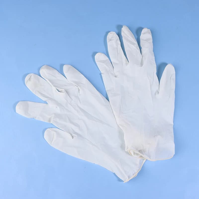 Vendita calda 50 paia di guanti medici bianchi monouso in lattice di gomma sterile imballaggio per esame chirurgico speciale per cure mediche
