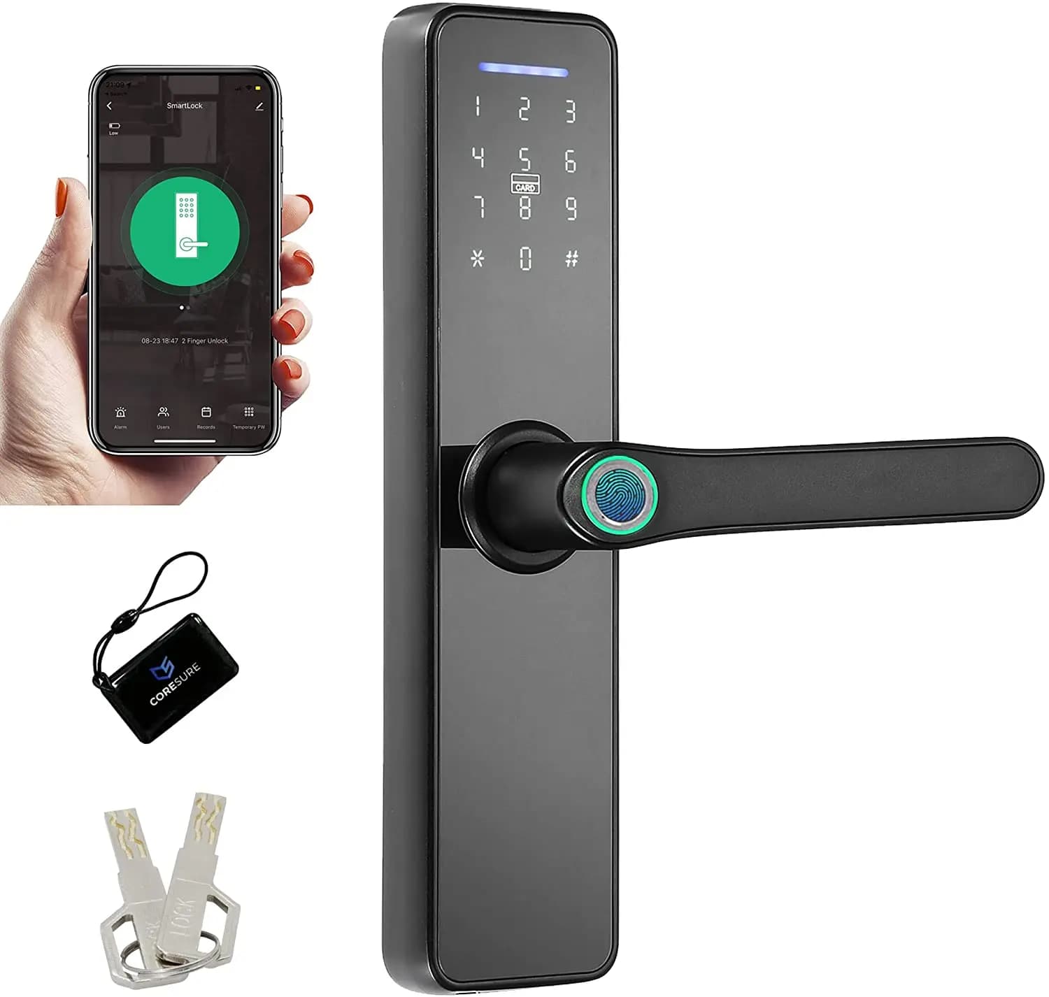 WiFi Smart Fingerprint Door Lock With Card Home Security Digital Door Lock