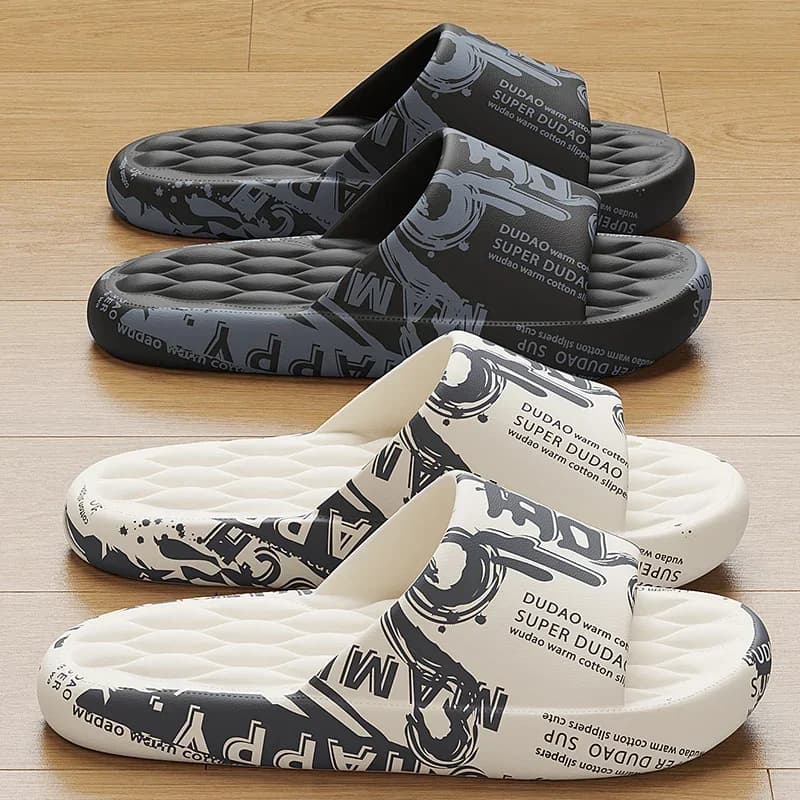 QYCKABY 2024 Pantofole estive da uomo Sandali da spiaggia Infradito Stampa con suola spessa Ragazzi Ragazze Unisex Scarpe da bagno per la casa di grandi dimensioni 46-47