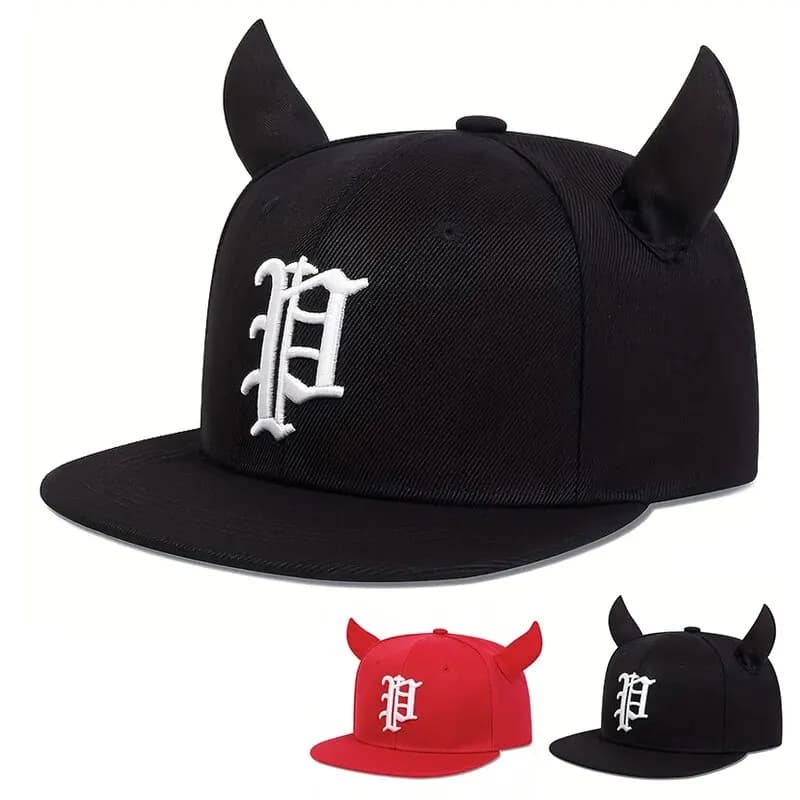 Personality Unisex P letter embroidery horn of bue hats Hip-hop Baseball Casual adjustable outdoor hat with sun protection
