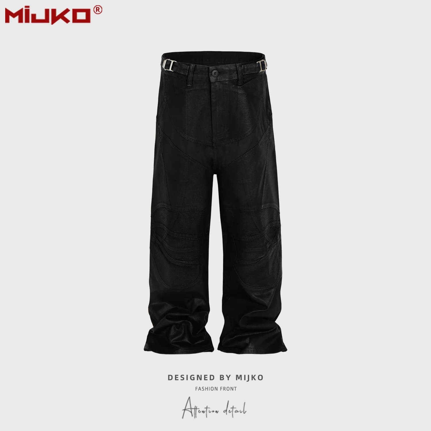 MIJKO Pantaloni cargo larghi a gamba larga neri con rivestimento vintage in cera Streetwear da uomo Pantaloni larghi a pieghe casual Cleanfit