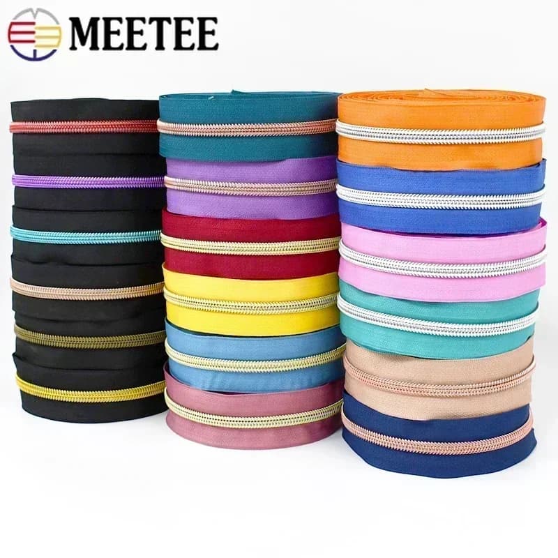 2/5/10/20M Cerniere per cucire Nastri al metro Borsa Scarpe Bobina di nylon Cerniera Rotolo decorativo Zampe sfuse Kit di riparazione Accessori fai da te
