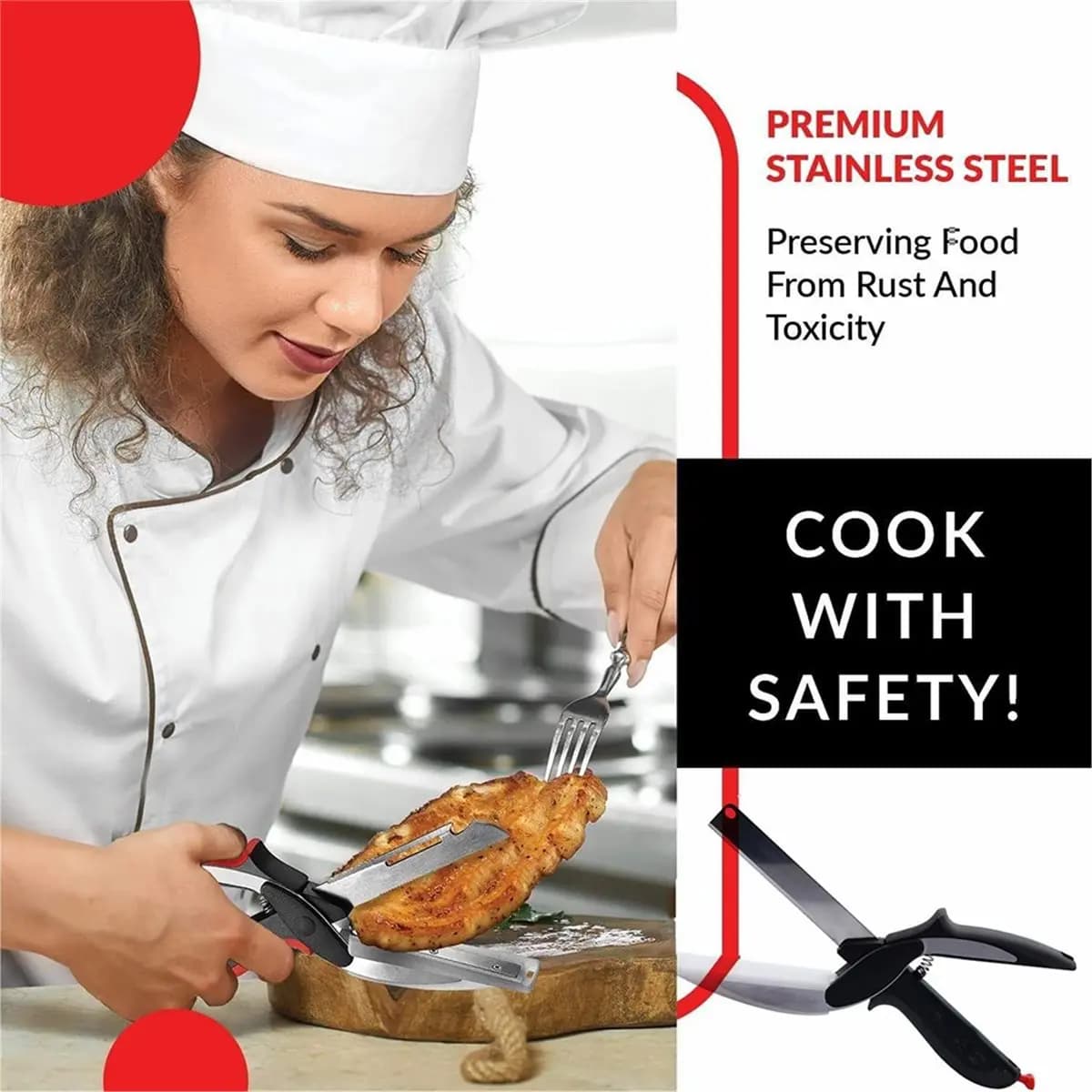 2026 Trend Kitchen Scissors 2 in 1 with Stainless Steel Blade & Plastic Cutting Board - Safe, Easy-to-Use Shears for Food Prep