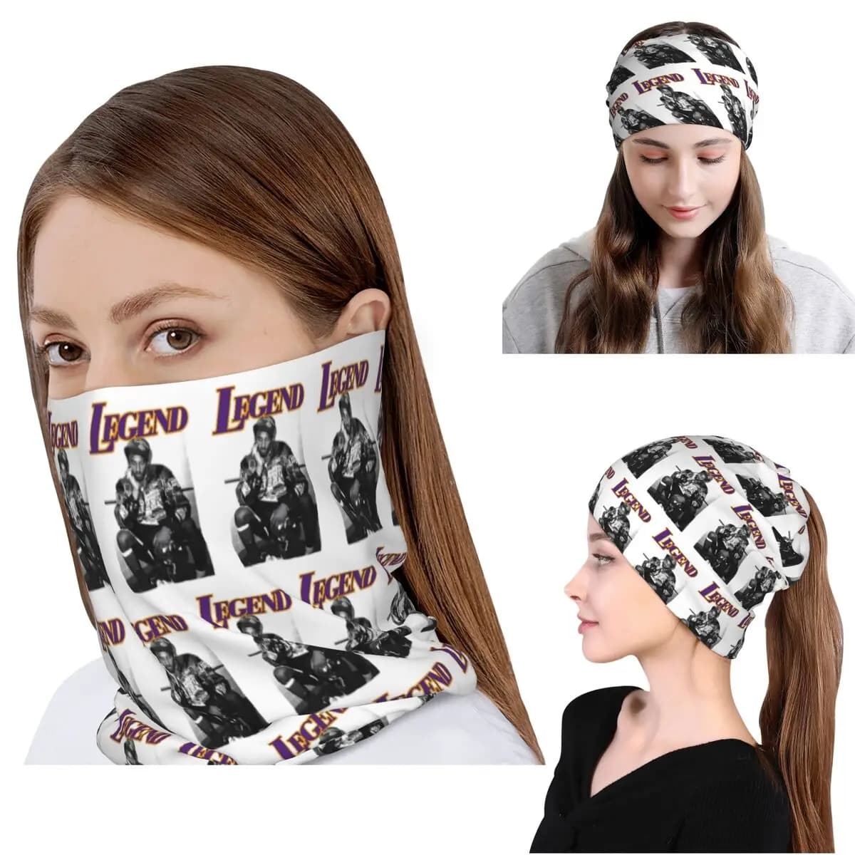 Bandana Kobe Bryant, sciarpa per il collo, sciarpa per il viso, sciarpa multiuso per ciclismo, berretto per uomo, donna, adulto, lavabile