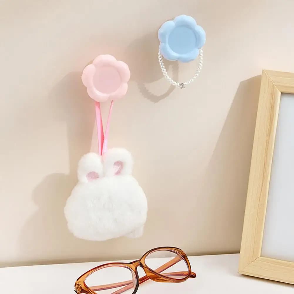 Vacuum Suction Cup Hooks Flower Wall Hooks Flower Suction Cup Hook Removable Plastic Hanger Waterproof Vacuum Hook for Bathroom
