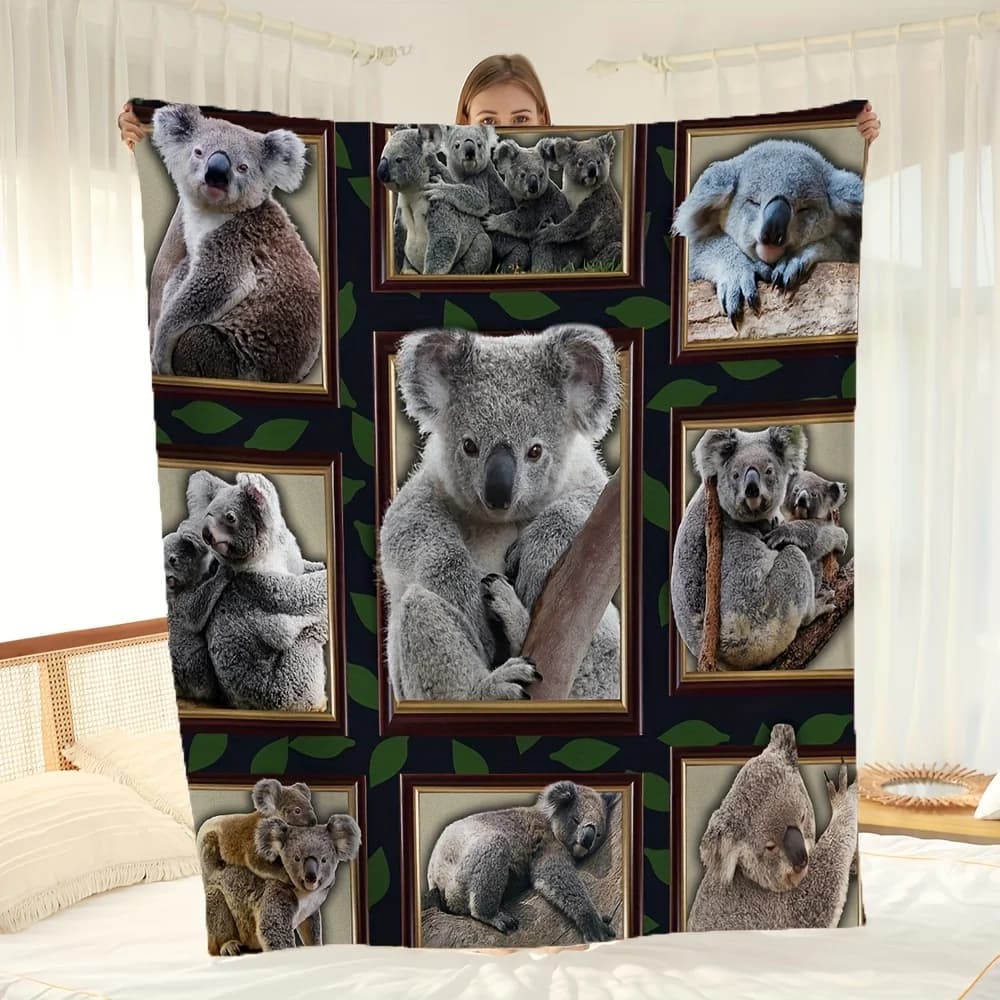 Coperta da tiro in flanella a tema bradipo, morbida, calda e versatile per divano letto, viaggi in ufficio, regalo accogliente lavabile in lavatrice