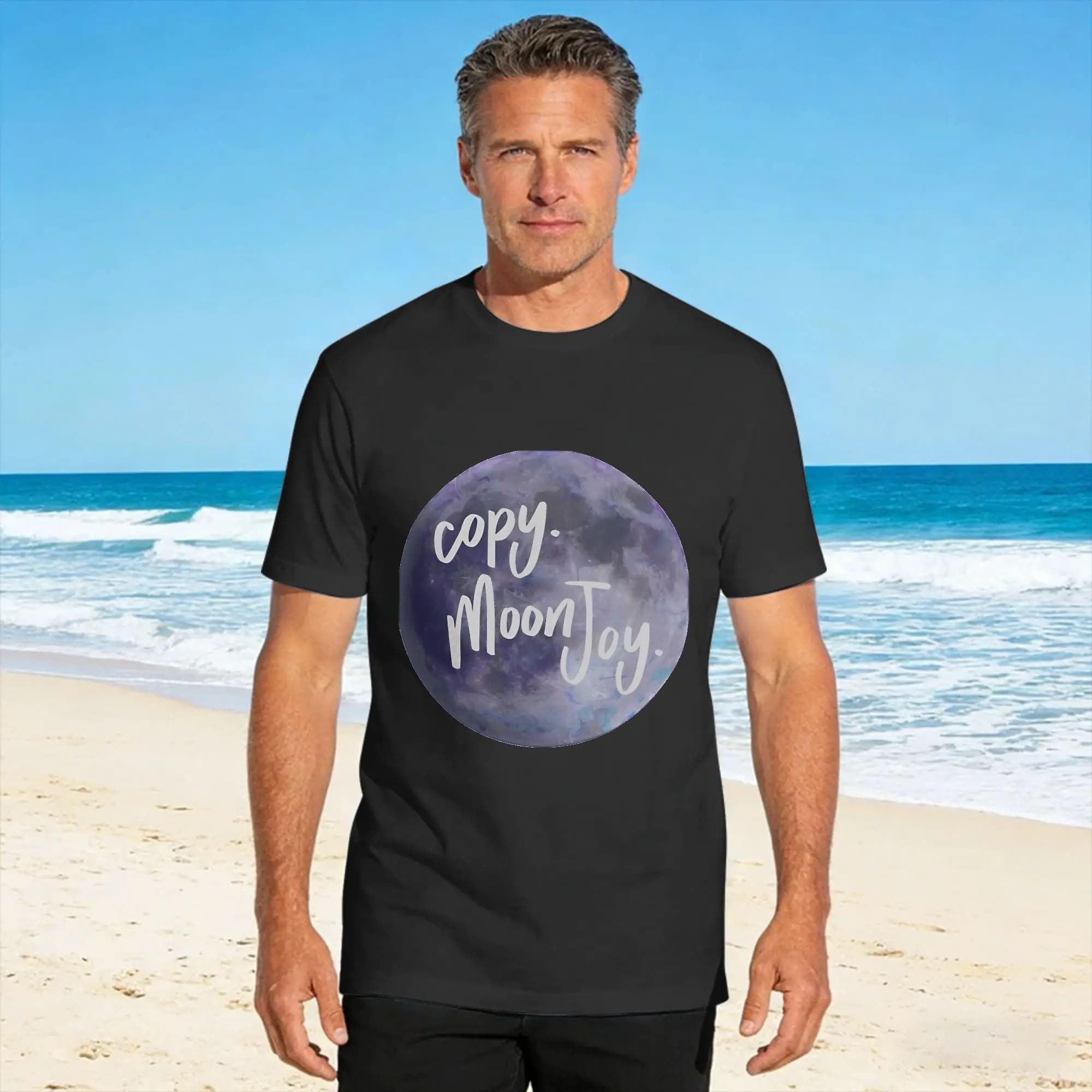 T-shirt Harajuku Copy. T-shirt in cotone Moon Joy, maglietta alla moda per uomo, maglietta estiva a maniche corte con motivo divertente Y2K