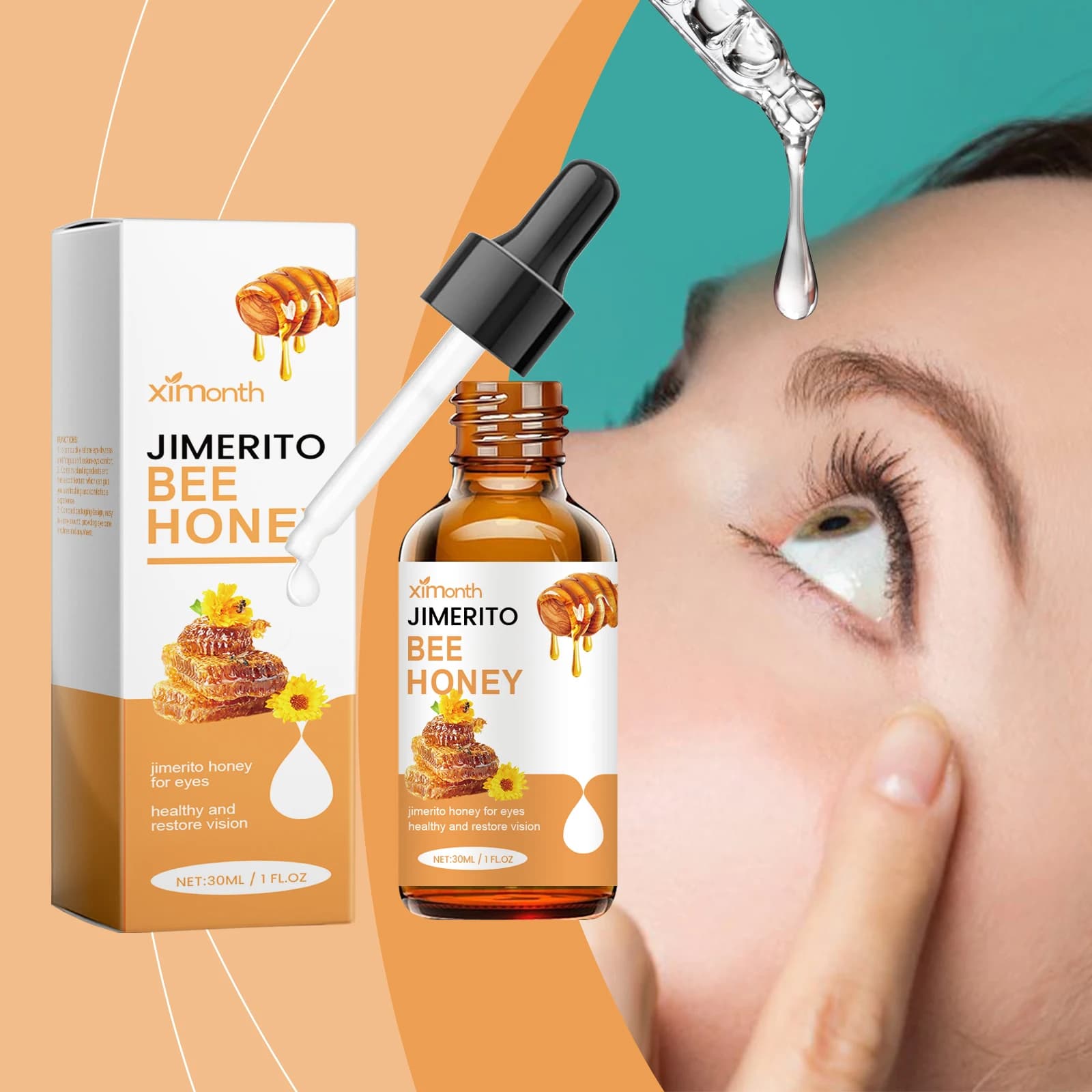Honey Eye Care Solution Refreshing and Moisturizing, Relieves Eye Dryness and Discomfort, Comfortable Care Eye Drops