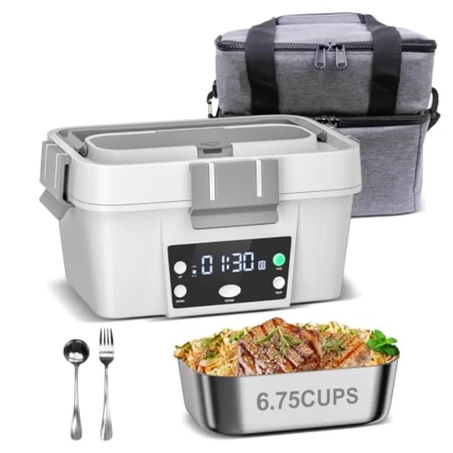 Scaldavivande Elettrico Portatile Senza Fili da 16000mAh, Riscaldatore per Alimenti da 1.6L per Camionisti