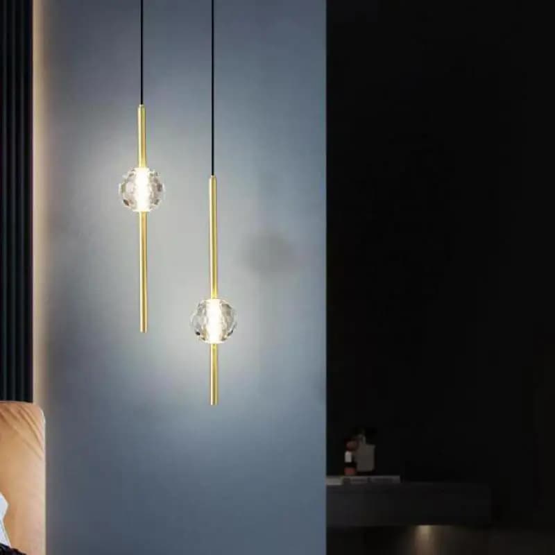 Lampada a sospensione moderna con sfera di cristallo per ristorante Decorazioni per la casa G9 Lampadario a led lustro Camera da letto Rame Bar Cafe Illuminazione da cucina