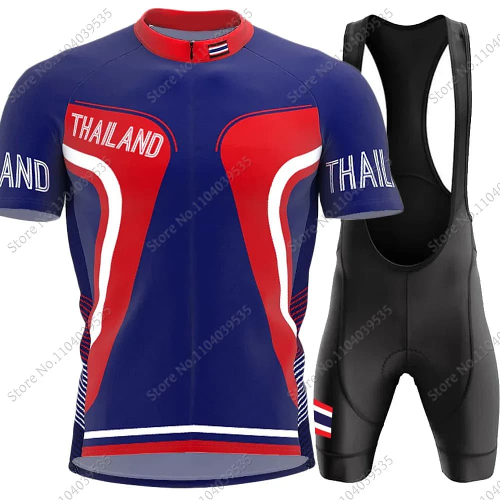 Clothing Thai National Team 2024 Cycling Knit Set men's short sleeves road bike shirts MTB pants wear Maillot