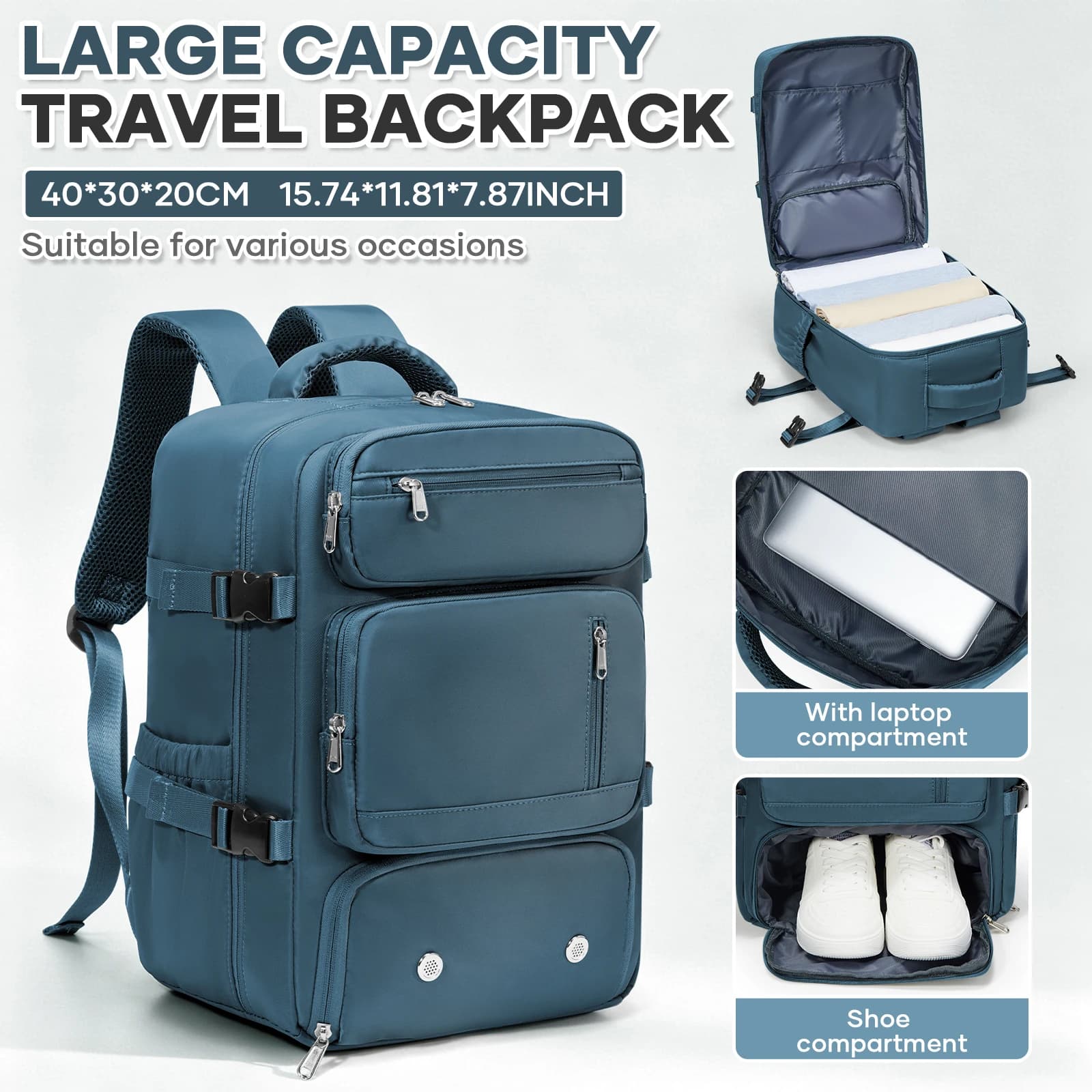 Borsa da cabina Ryanair 40x30x20, Zaino da viaggio per donna e uomo, Borsa porta PC business, Zaino bagaglio a mano, Borsa da viaggio per aereo, Borsa da college