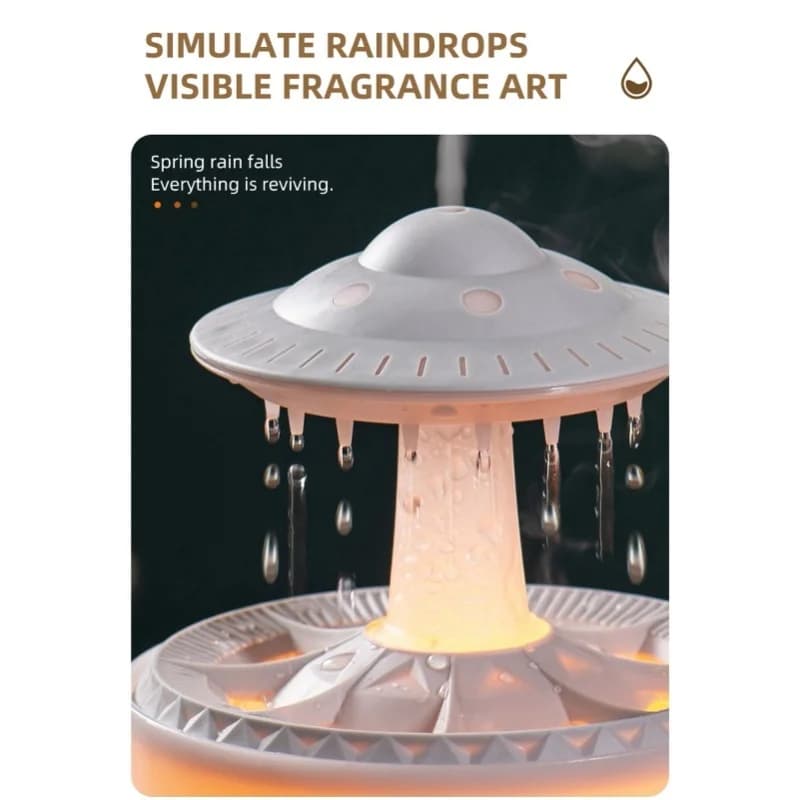 Rain Cloud Air Humidifier Colorful Light Cute Wood Grain Water Drip Essential Oil Diffuser with Remote Control 100-240V