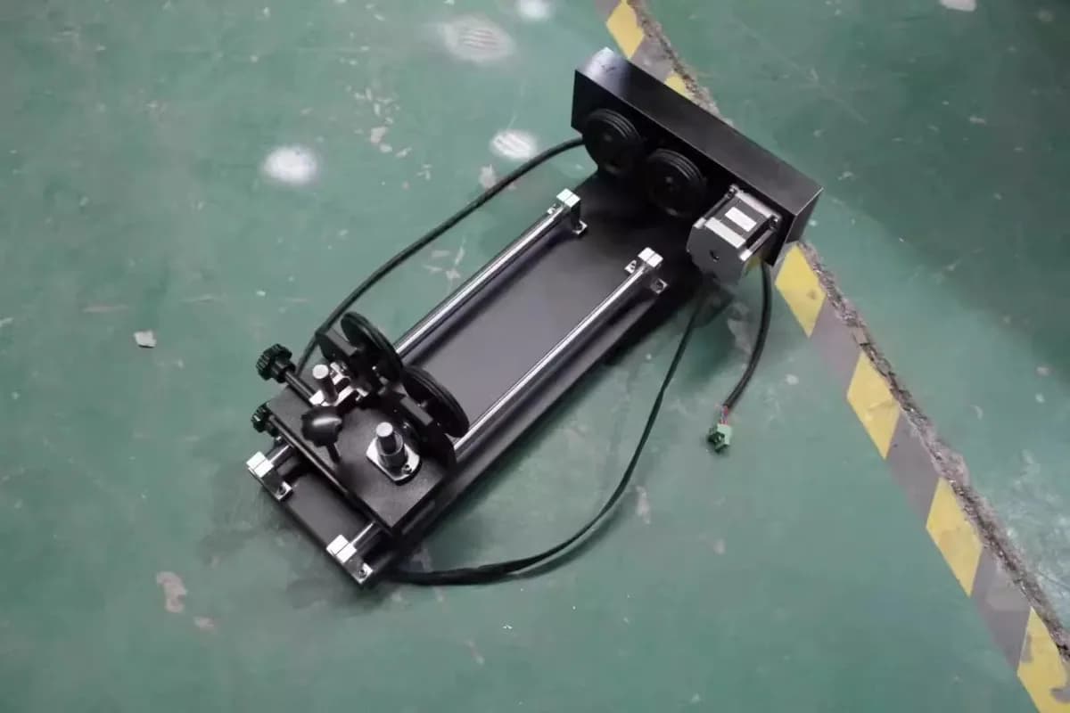 Laser Engraving Rotating Axis, Brushless CNC Motor with 10-150mm Spindle, engraving and cutting tool with Cylinder Roller on SBP Guide