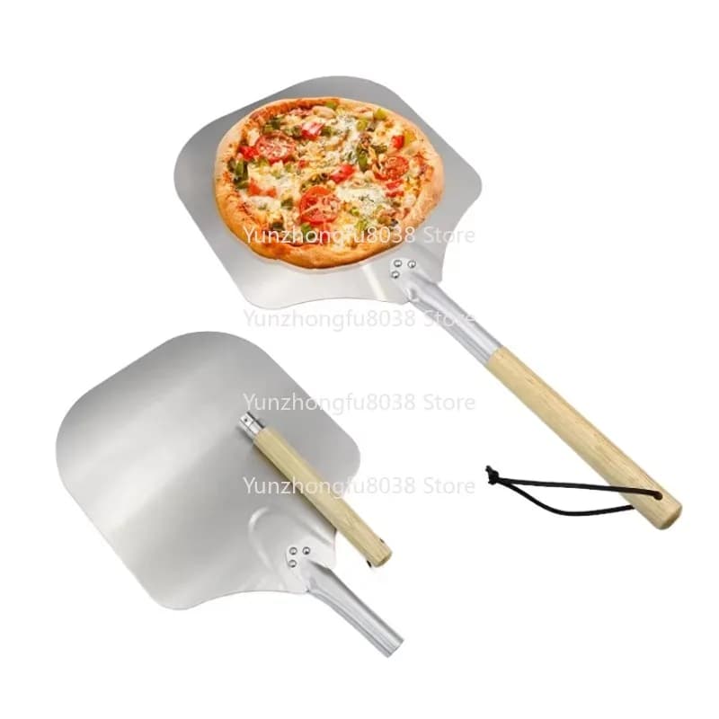 Spatola per pizza durevole: manico in legno + lama in alluminio, trasferimento fluido, ribaltamento e sicuro per pizza al forno