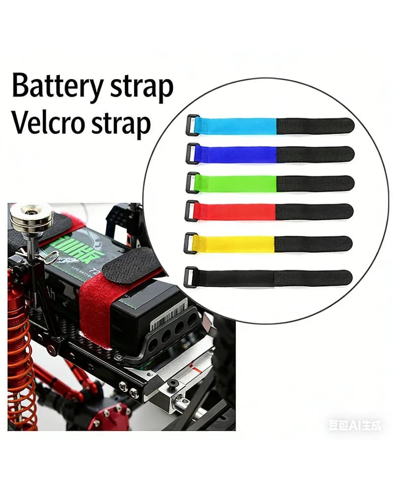 Cinghia Antiscivolo con Gancio e Anello per Batterie, Nastro di Fissaggio Riutilizzabile per Droni RC, Modellini di Auto, Fissaggio Pacchi Batteria