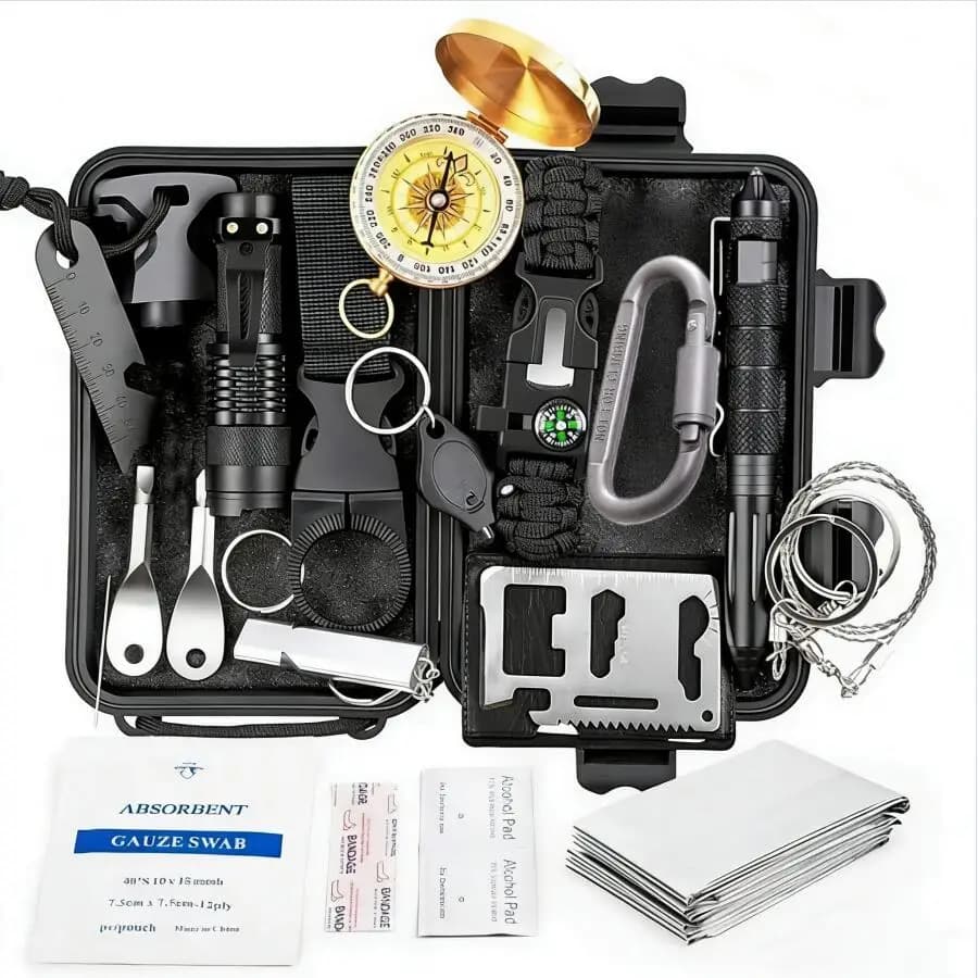 Kit di sopravvivenza all'aperto Viaggio da campeggio militare Prodotti di sopravvivenza SOS Kit di sopravvivenza tattico EDC di primo soccorso per attrezzi da caccia all'aperto