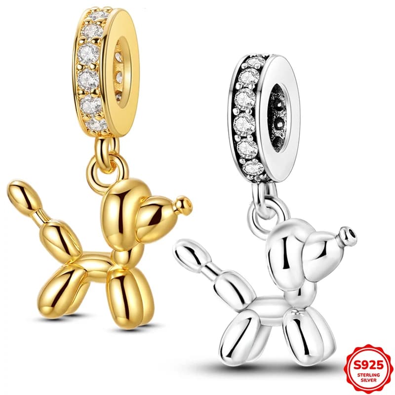 Nuovo Ciondolo a Forma di Palloncino Dorato in Argento Sterling 925, Adatto per Bracciali e Collane Originali da Donna 3mm, Gioiello Moda Femminile, Regalo