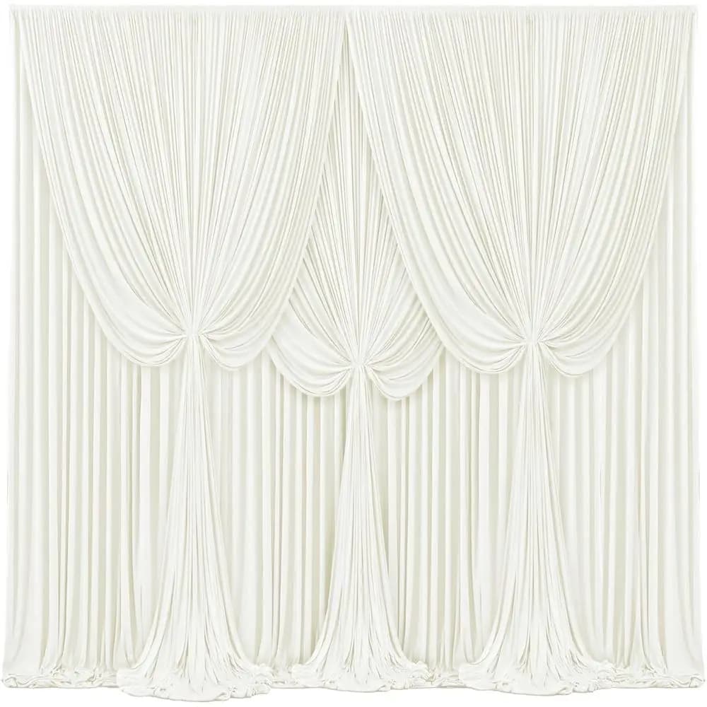 Eleganti tende a 4 pannelli color avorio per matrimoni, baby shower e scenografie fotografiche - 6 m L x 3,6 m A