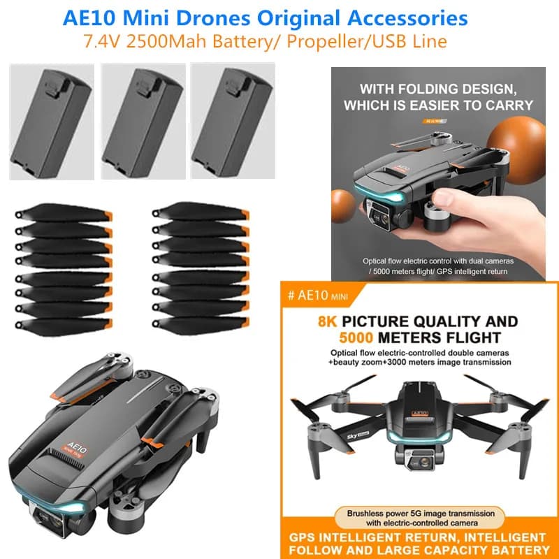 AE10 GPS RC Drone Batteria 7.4V 2500mAh Batteria Elica Per AE10 GPS RC Drone Accessori AE10 Dron Pale Batteria AE10 Dron