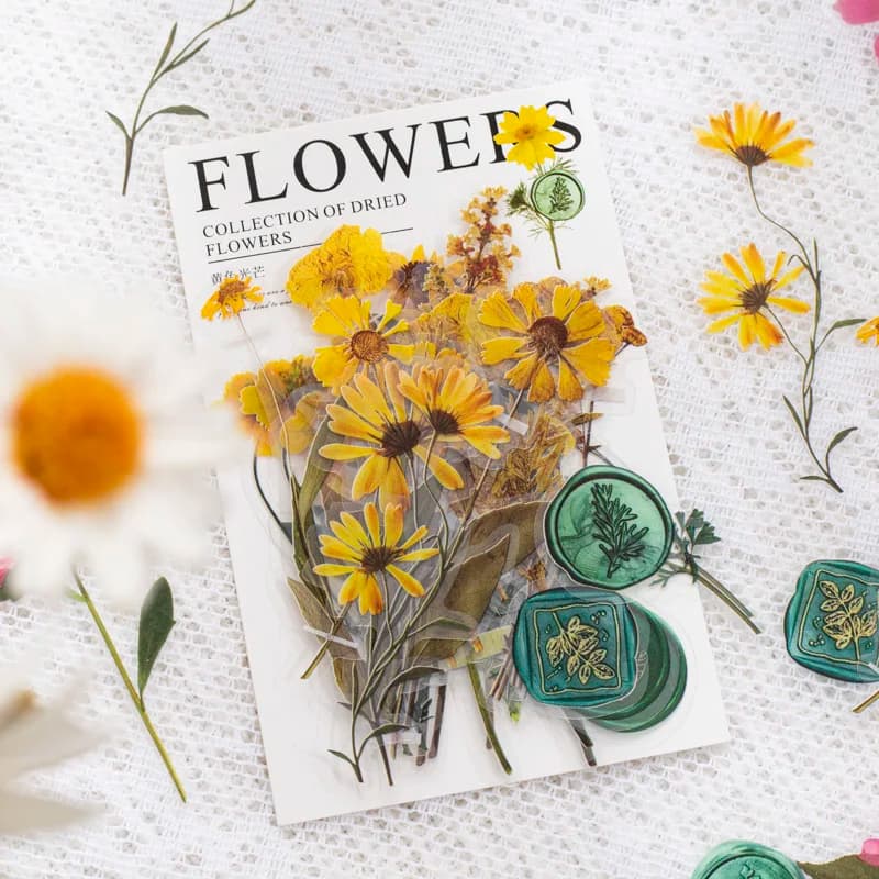 40pcs/pack Floral Stickers Kit Transparent PET Scrapbooking Materials DIY Junk Journal Aesthetics Sticker Stationary