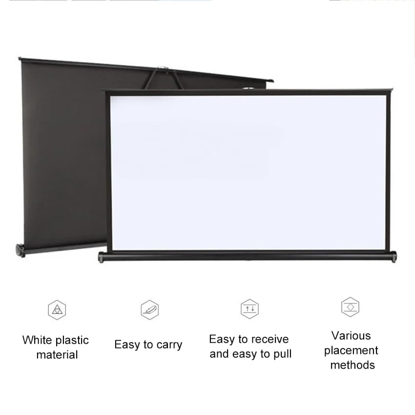 Schermo per proiettore portatile da 50 ''schermo da tavolo HD 16:9 proiezione Pull Up supporto pieghevole per attività di campeggio