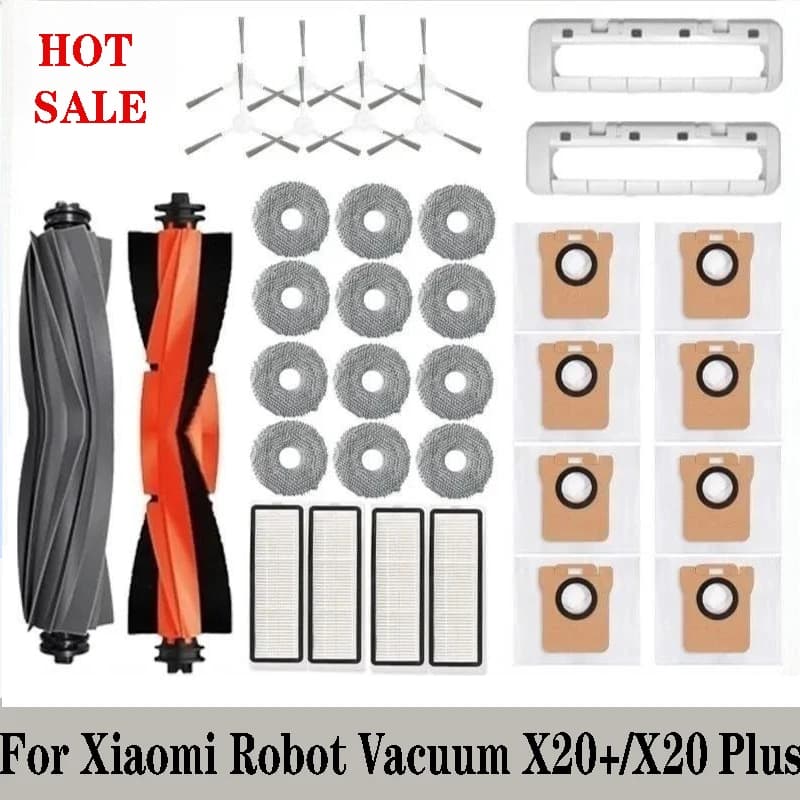 Per Xiaomi Robot Vacuum X20+ / X20 Plus: Sacchetto Raccoglipolvere, Panno Lavapavimenti, Accessori, Spazzola Principale, Spazzola Laterale, Filtro HEPA, Ricambi
