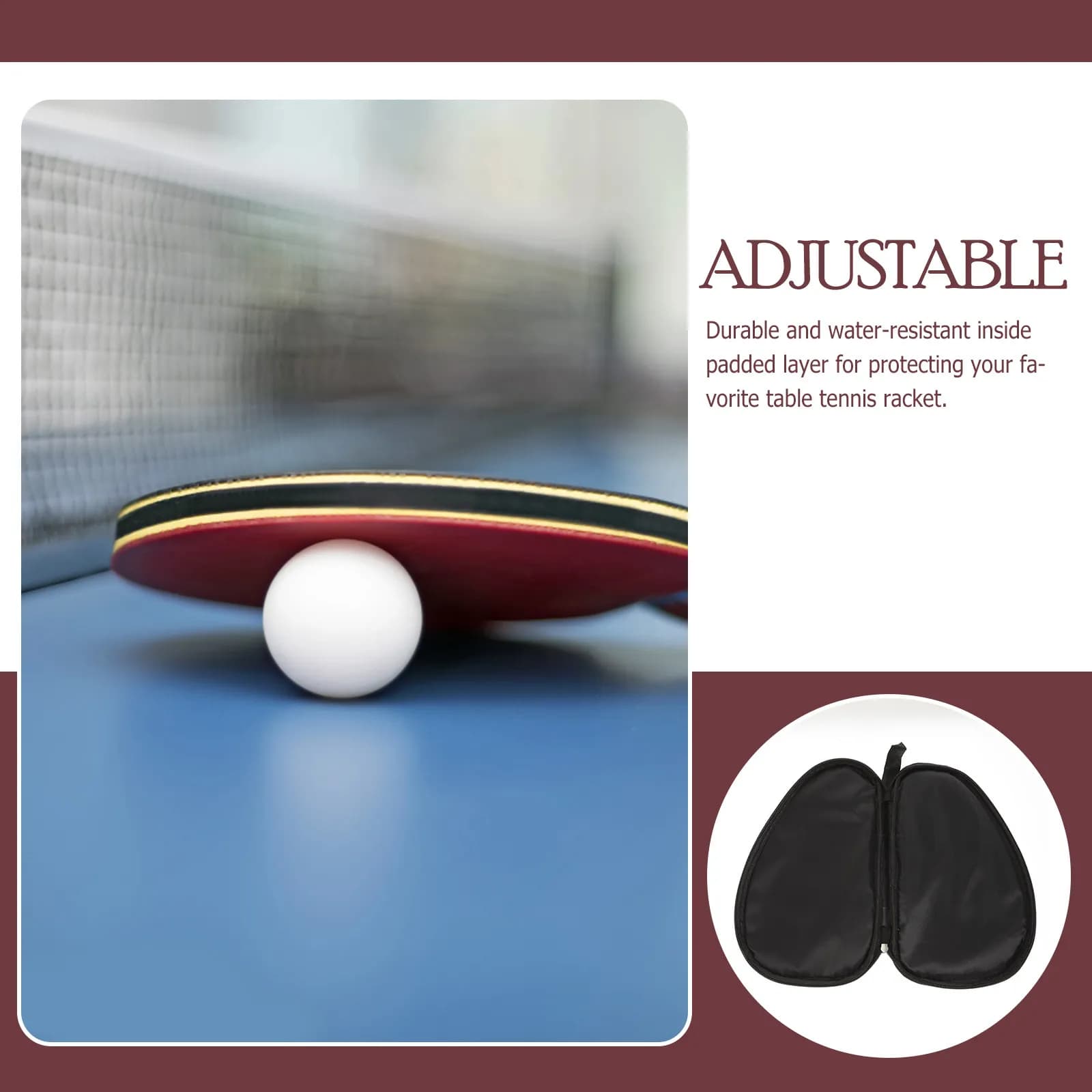 Custodia per Racchetta da Ping Pong in Tessuto Oxford Premium, Resistente all'Acqua, Imbottita, Design Unico a Forma di Racchetta, Chiusura con Cerniera, Interno in Tessuto
