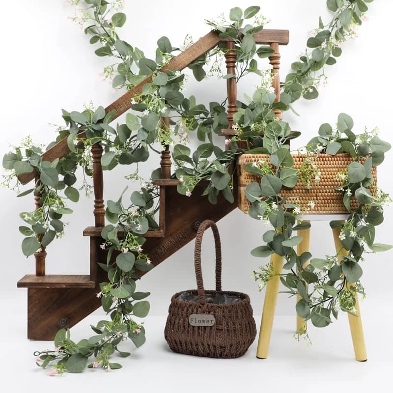 178cm Simulation Plant Wall Hanging Floral Wedding Arch Decor Artificial Eucalyptus Gypsophila Vine Hotel Garden Decoration